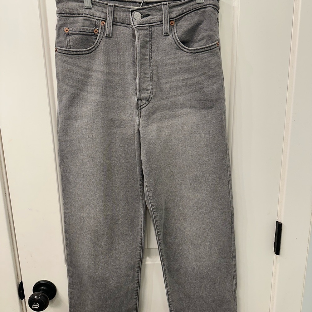 Levi's Ribcage Straight Ankle Jeans Washed Gray Size 27 - Picture 3 of 9